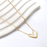 White Shell Heart Pendant Necklace 40+5cm