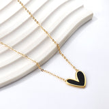 Black Shell Heart Pendant Necklace 40+5cm