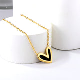 Black Shell Heart Pendant Necklace 40+5cm