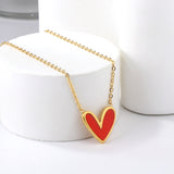 Red Shell Heart Pendant Necklace 40+5cm