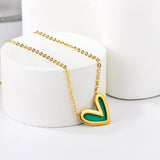 Green Horizontal Shell Heart Pendant Necklace 40+5cm