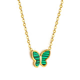 Green Horizontal & White Seashell Butterfly Pendant Necklace 42+5cm