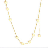 Golden Square Pendant Necklace with Diamonds 14K 45+5cm