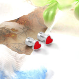 12 pairs Steel Heart Red Clip-On Earrings