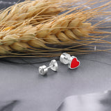 12 pairs Steel Heart Red Clip-On Earrings