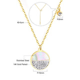 Gold color pendant necklace with diamonds 14K 45+5cm