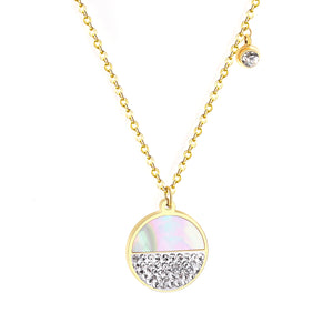 Gold color pendant necklace with diamonds 14K 45+5cm