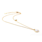 Gold color pendant necklace with diamonds 14K 45+5cm