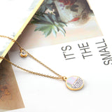 Gold color pendant necklace with diamonds 14K 45+5cm