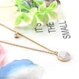 Gold color pendant necklace with diamonds 14K 45+5cm