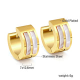 Pendientes redondos de oro con conchas dobles blancas 7*13.5mm