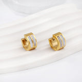 Gold round earrings with double white shells 7*13.5mm