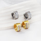 Gold round earrings with double white shells 7*13.5mm