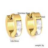 Gold round earrings with white shells 4*13.5mm