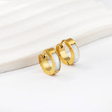 Gold round earrings with white shells 4*13.5mm