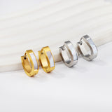 Gold oval earrings with white shells 4*13*16mm