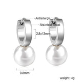 2.8x12mm circle with white pearl earrings