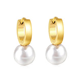 2.8x12mm circle with white pearl earrings