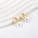 Boucles d'oreilles cercle 2,8x12mm avec perles blanches