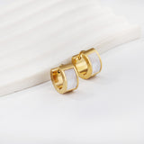 Gold round earrings with white shells 7*13.5mm