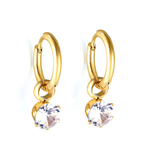 Boucles d'oreilles cercle 1,5x12 mm avec diamants blancs ronds