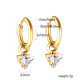 Boucles d'oreilles cercle 1,5x12 mm avec triangle diamant blanc