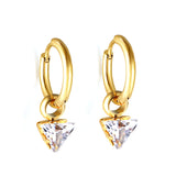 Boucles d'oreilles cercle 1,5x12 mm avec triangle diamant blanc