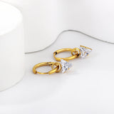 Boucles d'oreilles cercle 1,5x12 mm avec triangle diamant blanc