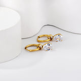 Boucles d'oreilles cercle 1,5x12 mm avec diamants blancs en forme de goutte