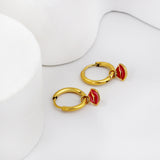 New 1.6x11mm Circle With Red Lips Earrings For Women