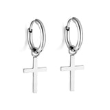 1.6x13.5mm Circle with Cross Earrings