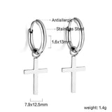 1.6x13.5mm Circle with Cross Earrings