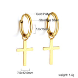 1.6x13.5mm Circle with Cross Earrings