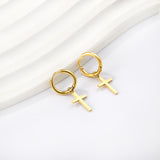 1.6x13.5mm Circle with Cross Earrings