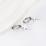 1.6x13.5mm Circle with Cross Earrings