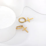 1.6x13.5mm Circle with Cross Earrings