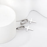 1.6x13.5mm Circle with Cross Earrings