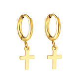 Boucles d'oreilles cercle doré 1,6x11 mm avec croix