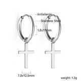 Boucles d'oreilles cercle avec croix 1,6x11 mm