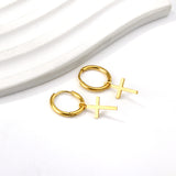 1.6x11mm Circle with Cross Earrings