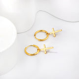 1.6x11mm Circle with Cross Earrings