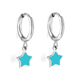 1.5x12.5mm Circle with Blue Star Earrings 8mm