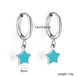 1.5x12.5mm Circle with Blue Star Earrings 8mm