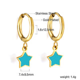 1.5x12.5mm circle with blue star earrings