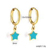 1.5x12.5mm Circle with Blue Star Earrings 8mm