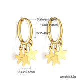 2x15mm circle with three star accessories earrings