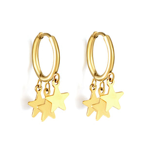 2x15mm circle with three star accessories earrings