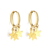 2x15mm circle with three star accessories earrings