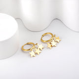 Pendientes accesorios circulo tres estrellas 2x15mm