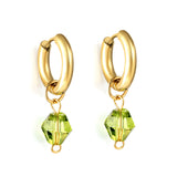 Boucles d'oreilles cercle 3x16mm avec diamant vert en forme de losange